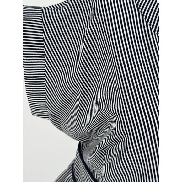 Monteau Navy & White Striped Peplum Top - XL, Short Sleeve NWT Preppy, Spring - Picture 2 of 15